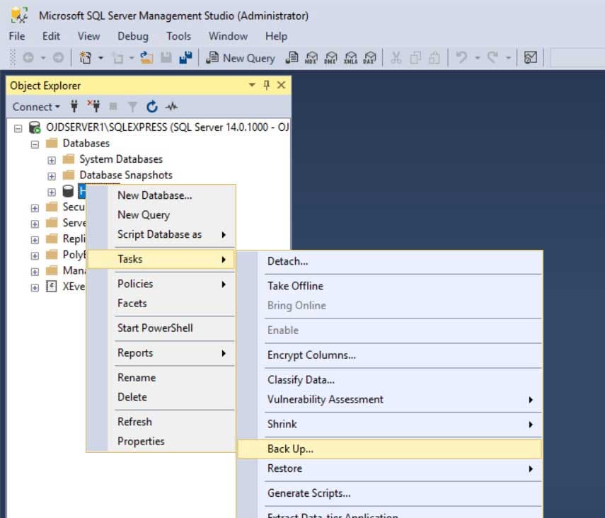 Figure 2: Select backup