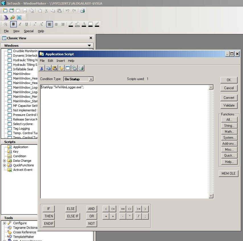 Figure 1: InTouch Application On Startup script